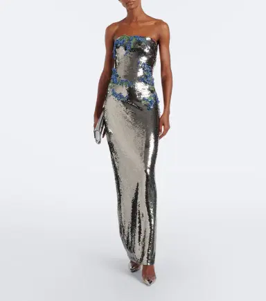 MONIQUE LHUILLIER Floral-appliqué sequined bustier gown | Thumbnail 6 MONIQUE LHUILLIER Floral-appliqué sequined bustier gown | Thumbnail 6