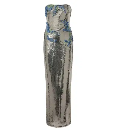 MONIQUE LHUILLIER Floral-appliqué sequined bustier gown | Thumbnail 1 MONIQUE LHUILLIER Floral-appliqué sequined bustier gown | Thumbnail 1