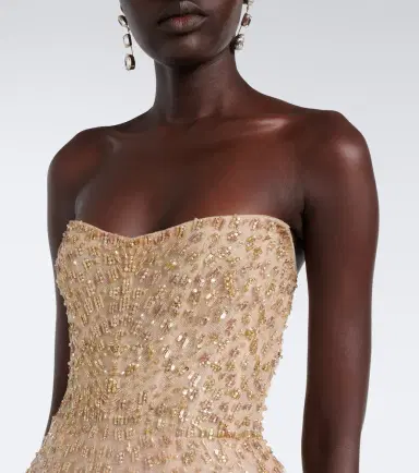 Monique Lhuillier Embellished peplum bustier gown | Thumbnail 4 Monique Lhuillier Embellished peplum bustier gown | Thumbnail 4
