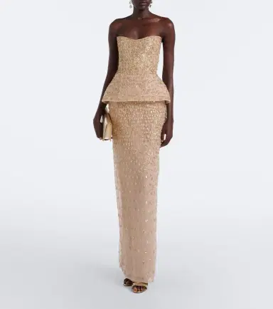 Monique Lhuillier Embellished peplum bustier gown | Thumbnail 5 Monique Lhuillier Embellished peplum bustier gown | Thumbnail 5