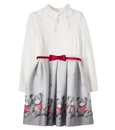 Monnalisa Belted printed ruffled dress | Thumbnail 1 Monnalisa Belted printed ruffled dress | Thumbnail 1