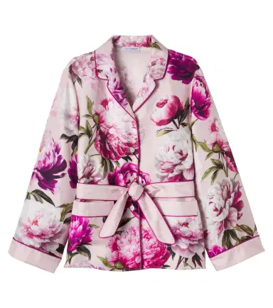 Dolce & Gabbana Kids Belted floral silk twill shirt | Thumbnail 1 Dolce & Gabbana Kids Belted floral silk twill shirt | Thumbnail 1