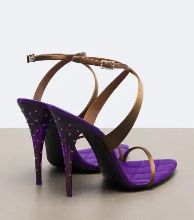 Saint Laurent Ivresse embellished quilted satin sandals | Thumbnail 3 Saint Laurent Ivresse embellished quilted satin sandals | Thumbnail 3