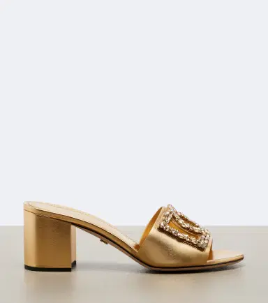 Dolce & Gabbana DG embellished metallic leather mules | Thumbnail 2 Dolce & Gabbana DG embellished metallic leather mules | Thumbnail 2