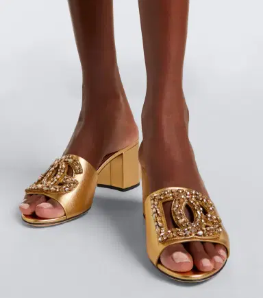 Dolce & Gabbana DG embellished metallic leather mules | Thumbnail 5 Dolce & Gabbana DG embellished metallic leather mules | Thumbnail 5
