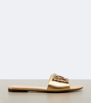 Dolce & Gabbana DG embellished metallic leather slides | Thumbnail 3 Dolce & Gabbana DG embellished metallic leather slides | Thumbnail 3
