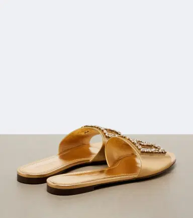 Dolce & Gabbana DG embellished metallic leather slides | Thumbnail 4 Dolce & Gabbana DG embellished metallic leather slides | Thumbnail 4