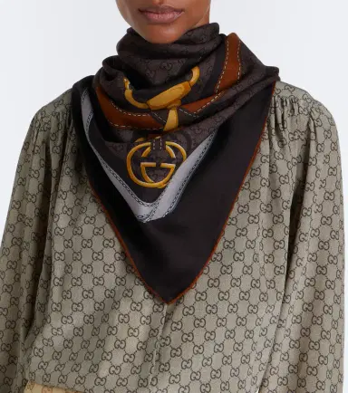 Gucci GG jacquard wool and silk scarf | Thumbnail 5 Gucci GG jacquard wool and silk scarf | Thumbnail 5