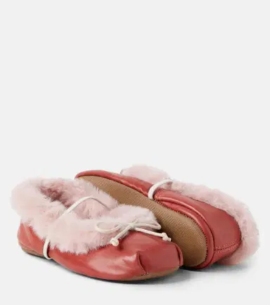 PePe PèPè Shearling-trimmed leather ballet flats | Thumbnail 3 PePe PèPè Shearling-trimmed leather ballet flats | Thumbnail 3