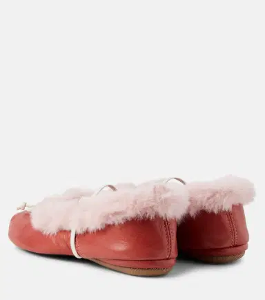 PePe PèPè Shearling-trimmed leather ballet flats | Thumbnail 4 PePe PèPè Shearling-trimmed leather ballet flats | Thumbnail 4