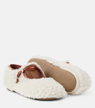 PePe PèPè Leather-trimmed shearling ballet flats | Thumbnail 5 PePe PèPè Leather-trimmed shearling ballet flats | Thumbnail 5
