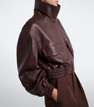 Nour Hammour Shearling-trimmed leather blouson jacket | Thumbnail 3 Nour Hammour Shearling-trimmed leather blouson jacket | Thumbnail 3