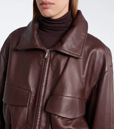 Nour Hammour Shearling-trimmed leather blouson jacket | Thumbnail 4 Nour Hammour Shearling-trimmed leather blouson jacket | Thumbnail 4