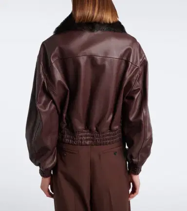 Nour Hammour Shearling-trimmed leather blouson jacket | Thumbnail 6 Nour Hammour Shearling-trimmed leather blouson jacket | Thumbnail 6