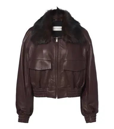 Nour Hammour Shearling-trimmed leather blouson jacket | Thumbnail 1 Nour Hammour Shearling-trimmed leather blouson jacket | Thumbnail 1