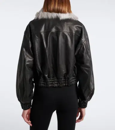 Nour Hammour Shearling-trimmed leather blouson jacket | Thumbnail 4 Nour Hammour Shearling-trimmed leather blouson jacket | Thumbnail 4