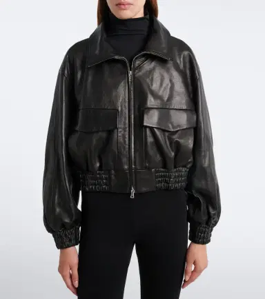 Nour Hammour Shearling-trimmed leather blouson jacket | Thumbnail 6 Nour Hammour Shearling-trimmed leather blouson jacket | Thumbnail 6