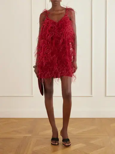 Sharon Wauchob Sara Feather-trimmed Silk-crepe Mini Dress | Thumbnail 2 Sharon Wauchob Sara Feather-trimmed Silk-crepe Mini Dress | Thumbnail 2