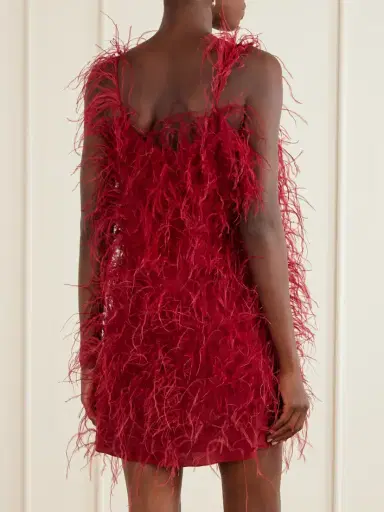 Sharon Wauchob Sara Feather-trimmed Silk-crepe Mini Dress | Thumbnail 3 Sharon Wauchob Sara Feather-trimmed Silk-crepe Mini Dress | Thumbnail 3