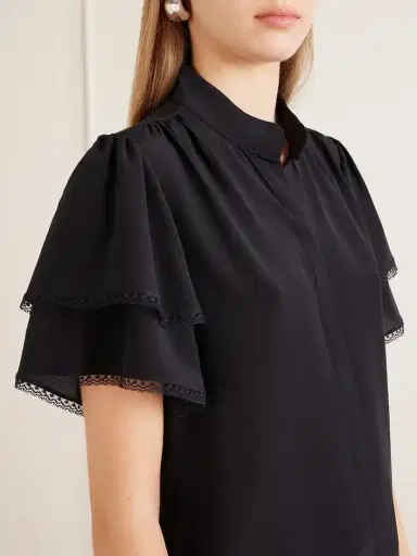 Frame Arcadia Lace-trimmed Silk Blouse | Thumbnail 4 Frame Arcadia Lace-trimmed Silk Blouse | Thumbnail 4