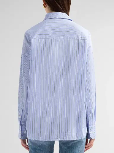 ANINE BING Women's Essie Striped Cotton Button-Front Shirt - Washed Blue | Thumbnail 3 ANINE BING Women's Essie Striped Cotton Button-Front Shirt - Washed Blue | Thumbnail 3