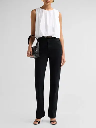 Co Women's Bubble Cotton Poplin Top | Thumbnail 2 Co Women's Bubble Cotton Poplin Top | Thumbnail 2