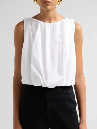 Co Women's Bubble Cotton Poplin Top | Thumbnail 5 Co Women's Bubble Cotton Poplin Top | Thumbnail 5