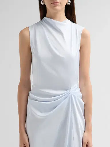 LAPOINTE Women's Sleeveless Draped Lightweight Satin Gown - Cloud | Thumbnail 5 LAPOINTE Women's Sleeveless Draped Lightweight Satin Gown - Cloud | Thumbnail 5