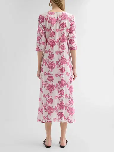 Ro's Garden Women's Blair Floral Cotton Long Kurta Dress - Pink | Thumbnail 3 Ro's Garden Women's Blair Floral Cotton Long Kurta Dress - Pink | Thumbnail 3
