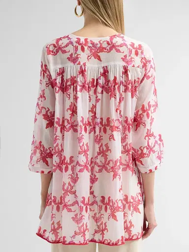 Ro's Garden Women's Seychelles Floral Cotton Short Tunic - Pink | Thumbnail 3 Ro's Garden Women's Seychelles Floral Cotton Short Tunic - Pink | Thumbnail 3