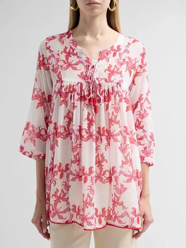 Ro's Garden Women's Seychelles Floral Cotton Short Tunic - Pink | Thumbnail 5 Ro's Garden Women's Seychelles Floral Cotton Short Tunic - Pink | Thumbnail 5