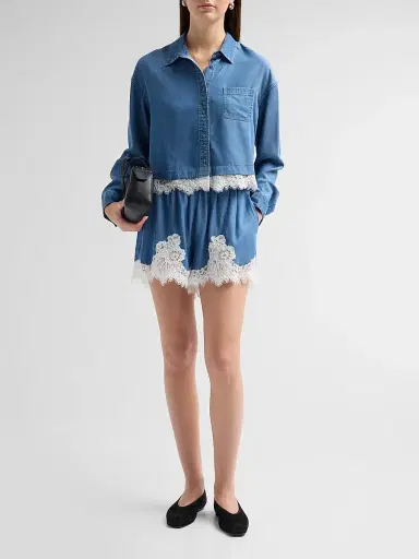 Cami NYC Women's Alona Lace-Trim Shorts - Light Wash | Thumbnail 2 Cami NYC Women's Alona Lace-Trim Shorts - Light Wash | Thumbnail 2