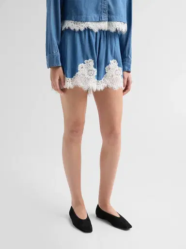 Cami NYC Women's Alona Lace-Trim Shorts - Light Wash | Thumbnail 4 Cami NYC Women's Alona Lace-Trim Shorts - Light Wash | Thumbnail 4