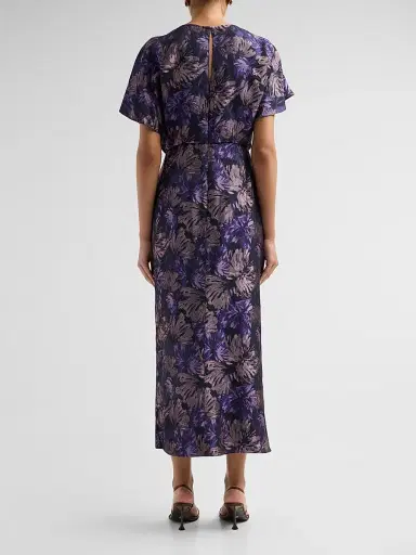 Amsale Women's Floral Jacquard Draped Midi Dress - Amethyst Multi | Thumbnail 3 Amsale Women's Floral Jacquard Draped Midi Dress - Amethyst Multi | Thumbnail 3