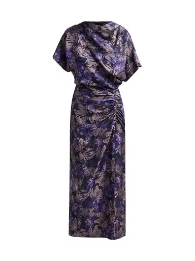 Amsale Women's Floral Jacquard Draped Midi Dress - Amethyst Multi | Thumbnail 1 Amsale Women's Floral Jacquard Draped Midi Dress - Amethyst Multi | Thumbnail 1