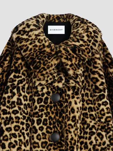 Givenchy Women's Short Coat in Leopard Faux Fur - Beige Camel | Thumbnail 4 Givenchy Women's Short Coat in Leopard Faux Fur - Beige Camel | Thumbnail 4
