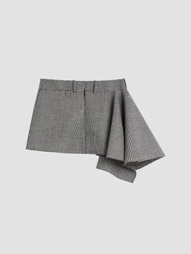 Givenchy Women's Slashed Mini Skirt in Houndstooth Wool and Mohair - Black White | Thumbnail 2 Givenchy Women's Slashed Mini Skirt in Houndstooth Wool and Mohair - Black White | Thumbnail 2