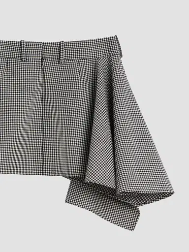 Givenchy Women's Slashed Mini Skirt in Houndstooth Wool and Mohair - Black White | Thumbnail 3 Givenchy Women's Slashed Mini Skirt in Houndstooth Wool and Mohair - Black White | Thumbnail 3
