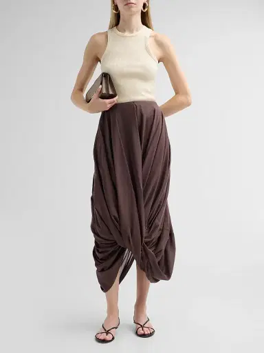 TOTEME Women's Cocoon Drape Cotton-Blend Midi Skirt | Thumbnail 2 TOTEME Women's Cocoon Drape Cotton-Blend Midi Skirt | Thumbnail 2