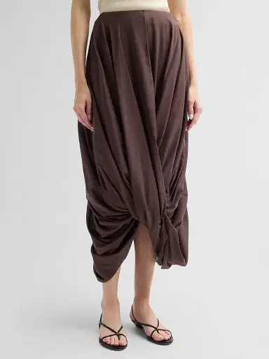 TOTEME Women's Cocoon Drape Cotton-Blend Midi Skirt | Thumbnail 4 TOTEME Women's Cocoon Drape Cotton-Blend Midi Skirt | Thumbnail 4