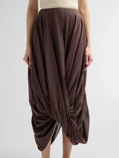 TOTEME Women's Cocoon Drape Cotton-Blend Midi Skirt | Thumbnail 5 TOTEME Women's Cocoon Drape Cotton-Blend Midi Skirt | Thumbnail 5
