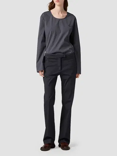 Miu Miu Women's Stretch Poplin Pants - Black | Thumbnail 2 Miu Miu Women's Stretch Poplin Pants - Black | Thumbnail 2
