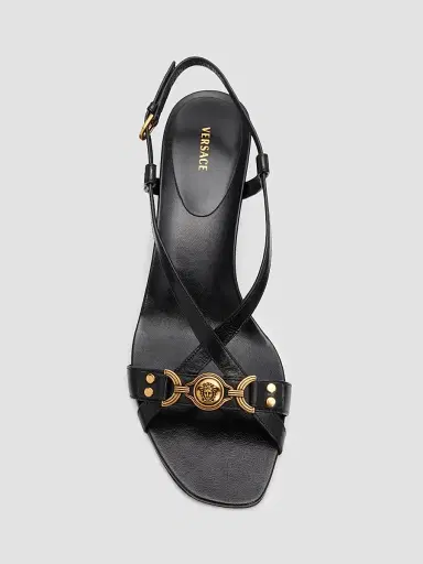 Versace Women's Medusa 50MM Leather Sandals - Black | Thumbnail 5 Versace Women's Medusa 50MM Leather Sandals - Black | Thumbnail 5