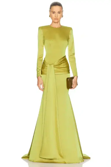 Alex Perry Long Sleeve Drape Sash Gown | Thumbnail 2 Alex Perry Long Sleeve Drape Sash Gown | Thumbnail 2