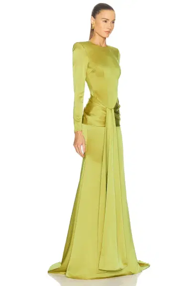Alex Perry Long Sleeve Drape Sash Gown | Thumbnail 3 Alex Perry Long Sleeve Drape Sash Gown | Thumbnail 3
