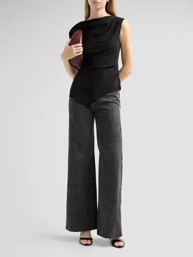 Veronica Beard Women's Yvonne Asymmetric Crepe De Chine Top - Black - Size 14 | Thumbnail 2 Veronica Beard Women's Yvonne Asymmetric Crepe De Chine Top - Black - Size 14 | Thumbnail 2