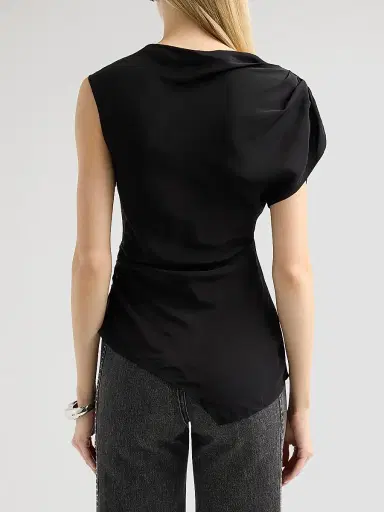 Veronica Beard Women's Yvonne Asymmetric Crepe De Chine Top - Black - Size 14 | Thumbnail 3 Veronica Beard Women's Yvonne Asymmetric Crepe De Chine Top - Black - Size 14 | Thumbnail 3