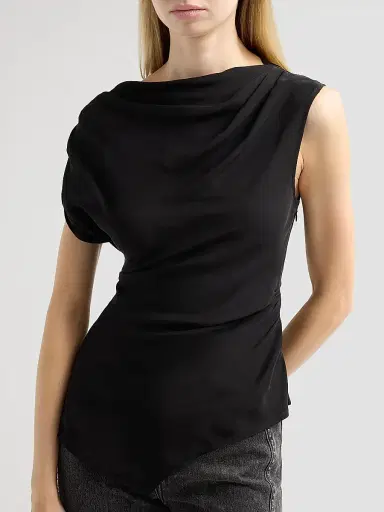 Veronica Beard Women's Yvonne Asymmetric Crepe De Chine Top - Black - Size 14 | Thumbnail 5 Veronica Beard Women's Yvonne Asymmetric Crepe De Chine Top - Black - Size 14 | Thumbnail 5