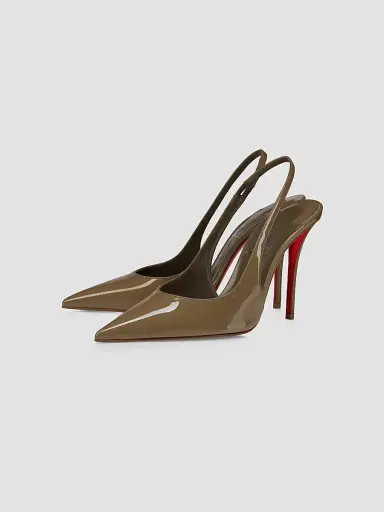 Christian Louboutin Women's Miss Z Patent Leather 100MM Sling Back Pumps | Thumbnail 2 Christian Louboutin Women's Miss Z Patent Leather 100MM Sling Back Pumps | Thumbnail 2