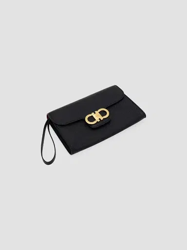 Ferragamo Women's Double Gancini Leather Clutch | Thumbnail 4 Ferragamo Women's Double Gancini Leather Clutch | Thumbnail 4